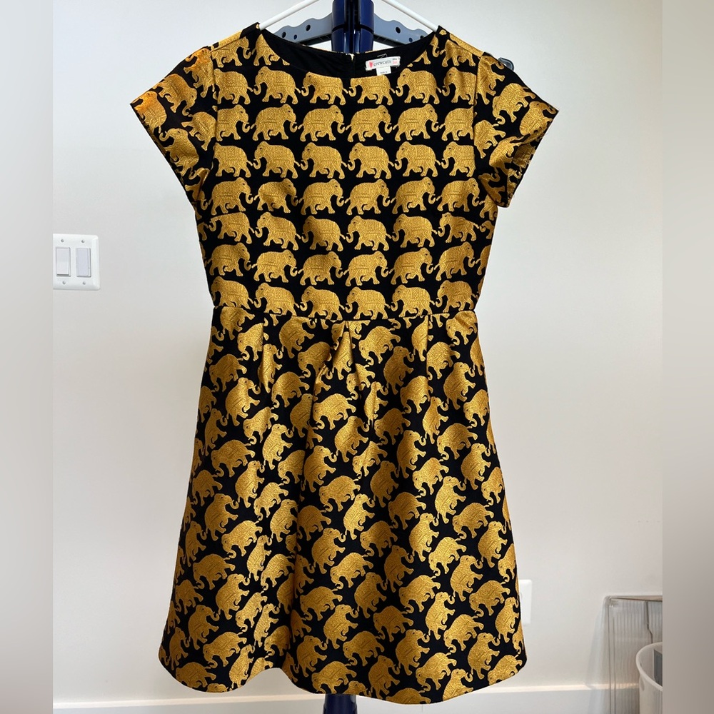 Crewcuts A-line gold embroidered elephant dress.